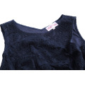 Belle Poque Sleeveless V-Back Navy Blue Lace A-Line Party Picnic Dress Retro Vintage Lace Women Summer Dress BP000272-2